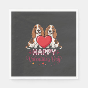 Serviette En Papier Chien de la Saint-Valentin Basset Hound Floral
