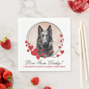 Serviette En Papier Chien de mariage à coeur rouge Berger belge Photo