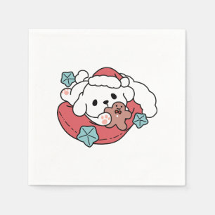 Serviette En Papier Chien de Noël à Santa Hat - Jour de Noël pour Anim