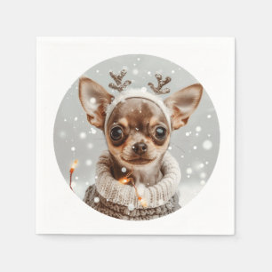 Serviette En Papier Chien de Noël Chihuahua Reindeer