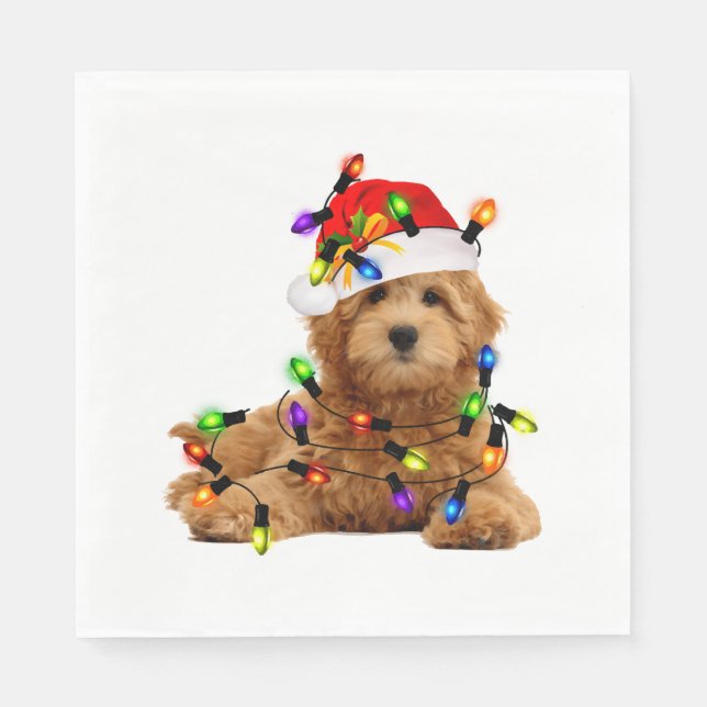 Serviette En Papier Chien de Père Noël Goldendoodle (Devant)