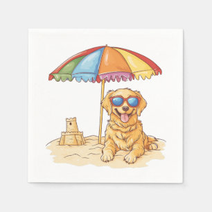 Serviette En Papier Chien de plage Golden Retriever