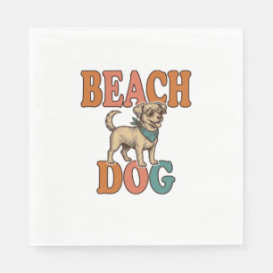 Serviette En Papier Chien de plage gravure vintage graphisme_1