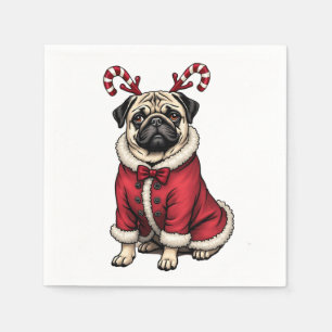 Serviette En Papier Chien de Pub en Tenue de Père Noël pour l'Amour de