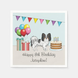 Serviette En Papier Chien de race jouet papillon tricolore Anniversair