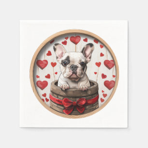 Serviette En Papier Chien de taureau français Valentines