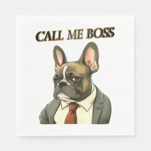 Serviette En Papier Chien de taureaux français en costume