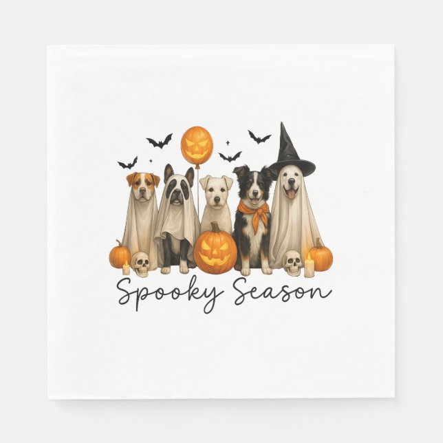 Serviette En Papier Chien d'Halloween de la saison éffrayante (Devant)