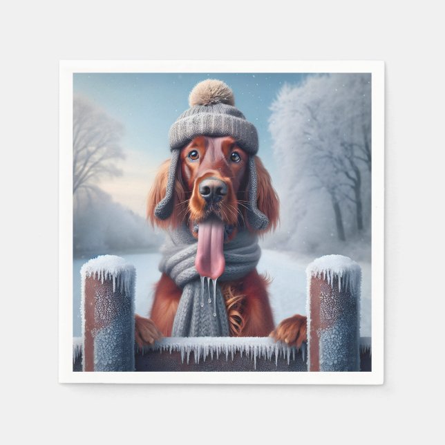 Serviette En Papier Chien d'hiver irlandais Setter (Devant)