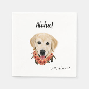 Serviette En Papier Chien d'or avec Lei Cocktail Napkins