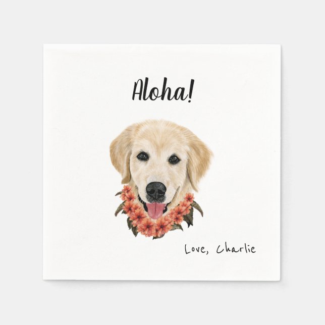 Serviette En Papier Chien d'or avec Lei Cocktail Napkins (Devant)