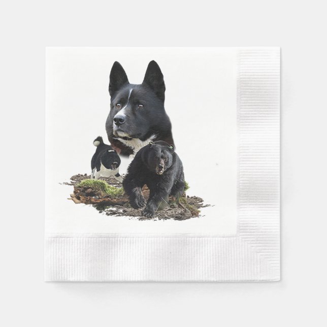 Serviette En Papier Chien d'ours karélien (Devant)