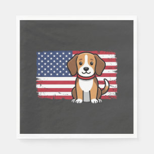 Serviette En Papier Chien Drapeau Américain Vectoriel Patriotique