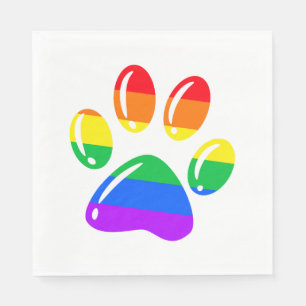 Serviette En Papier Chien Empreinte de patte arc-en-ciel Paw LGBT Prid