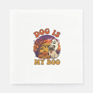 Serviette En Papier Chien est Boo Halloween Pug Fantôme Citrouilles_1