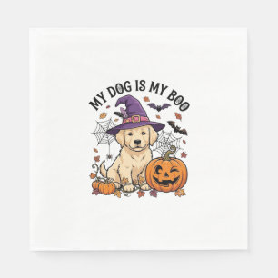 Serviette En Papier Chien est Boo Halloween Sorcière Chiot Citrouille_
