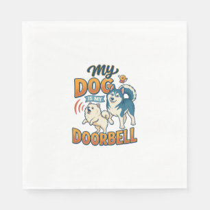 Serviette En Papier Chien Est Sonnette Aboie Blanc Bleu_1