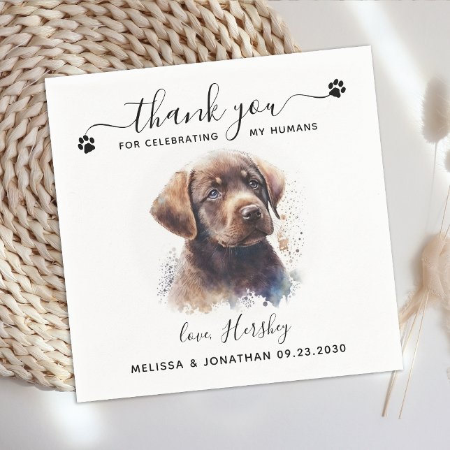 Serviette En Papier Chien Mariage Merci Chocolat Labrador Chiot marion (Créateur téléchargé)