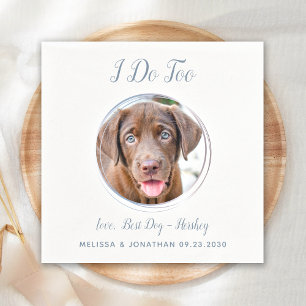 Serviette En Papier Chien Mariage Moderne Je fais Trop Dusty Blue Pet 