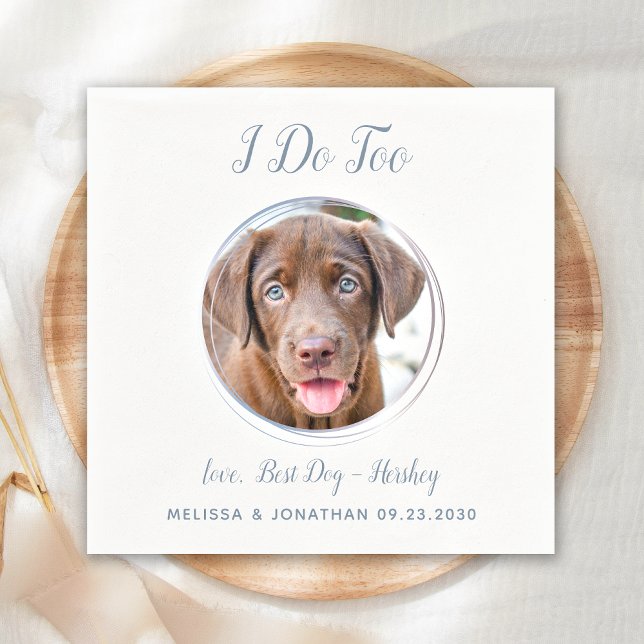 Serviette En Papier Chien Mariage Moderne Je fais Trop Dusty Blue Pet  (Créateur téléchargé)