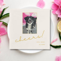 Chien Mariage Napkins Gold Cheers Animal Photo