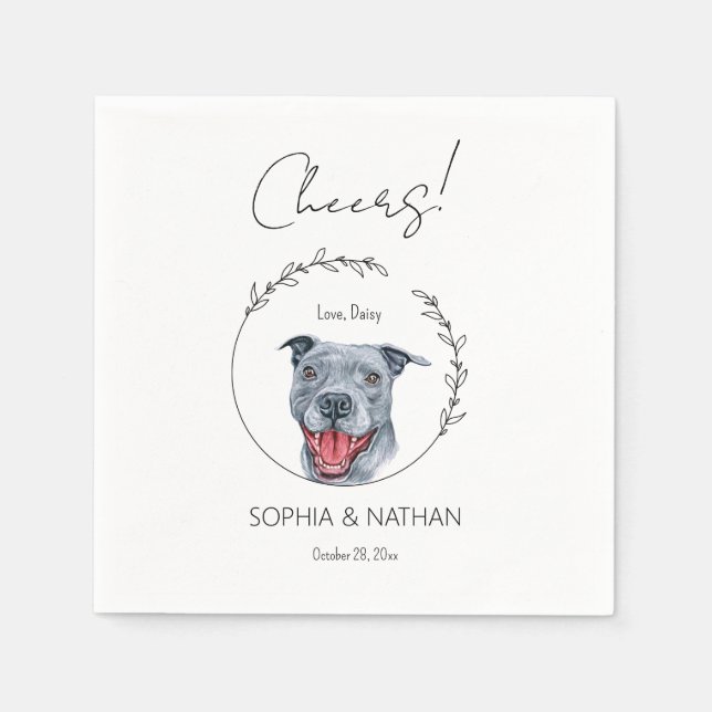Serviette En Papier Chien Mariage simple Pit Bull Cocktail Napkins (Devant)