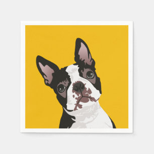 Serviette En Papier Chien mignon de Boston Terrier pour le
