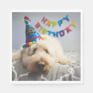 Serviette En Papier Chien mignon Joyeux serviettes d'anniversaire