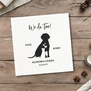 Serviette En Papier Chien noir et blanc minimaliste chat Mariage anima