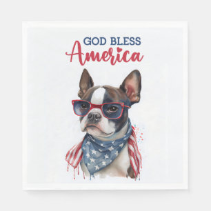 Serviette En Papier Chien patriote - Boston Terrier