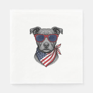 Serviette En Papier Chien Patriotique Avec Lunettes De Soleil Design D