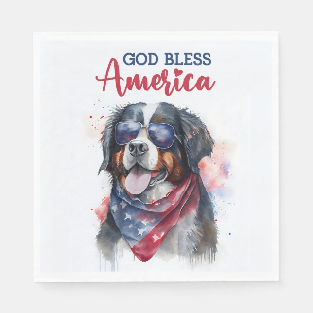 Serviette En Papier Chien Patriotique de Berne (Devant)