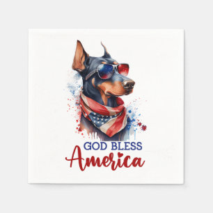 Serviette En Papier Chien Patriotique - Doberman