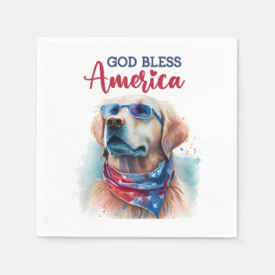 Serviette En Papier Chien Patriotique-Golden Retriever