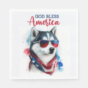 Serviette En Papier Chien Patriotique-Husky