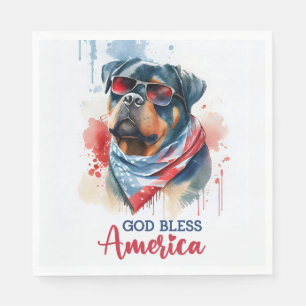 Serviette En Papier Chien Patriotique-Rottweiler