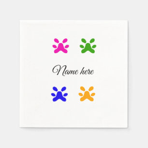 Serviette En Papier Chien patte coloré animal ajouter nom texte animal