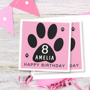 Serviette En Papier Chien Paw rose Fille Anniversaire de enfant Party