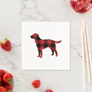 Serviette En Papier Chien Plaid Buffalo Check Silhouette Noël