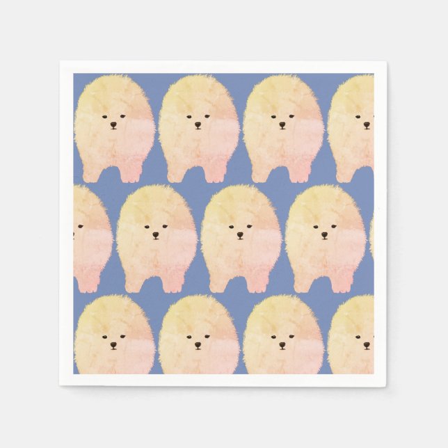 Serviette En Papier Chien Poméranien, Fluffeux Papier personnalisé Nap (Devant)