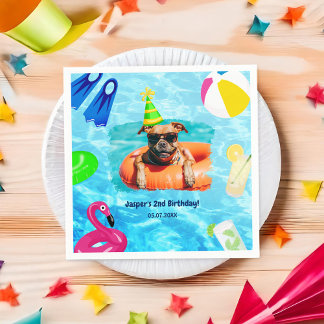 Serviette En Papier Chien Pool Party Chien Puppy Pawty Anniversaire