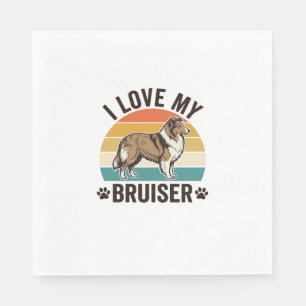 Serviette En Papier Chien Sheltie Vintage J'aime Mon Bruiser Design Ré
