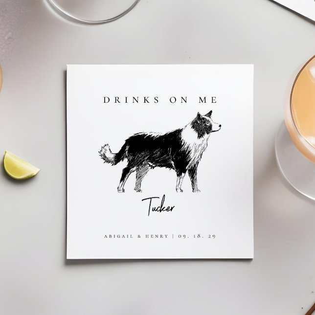 Serviette En Papier Chien Sketch Boissons sur Moi Pet Mariage personna (Créateur téléchargé)