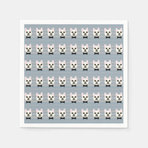 Serviette En Papier Chien-taureau français blanc, Grandes