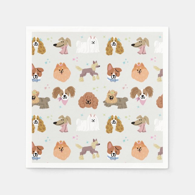 Serviette En Papier Chiens Animaux Anniversaires de enfants (Devant)