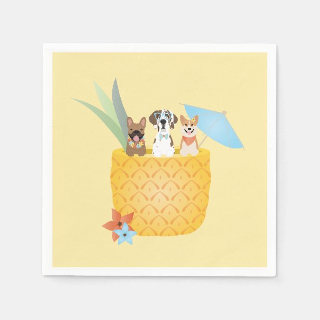 Serviette En Papier Chiens d'ananas Pina Colada (Devant)