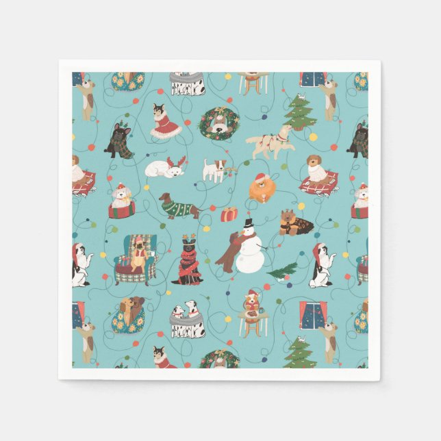 Serviette En Papier Chiens de Fêtes en Motif de pulls de Noël (Devant)