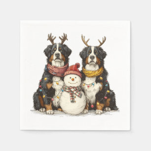 Serviette En Papier Chiens de montagne bernois des rennes de Noël