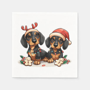 Serviette En Papier Chiens de Noël Dachshund
