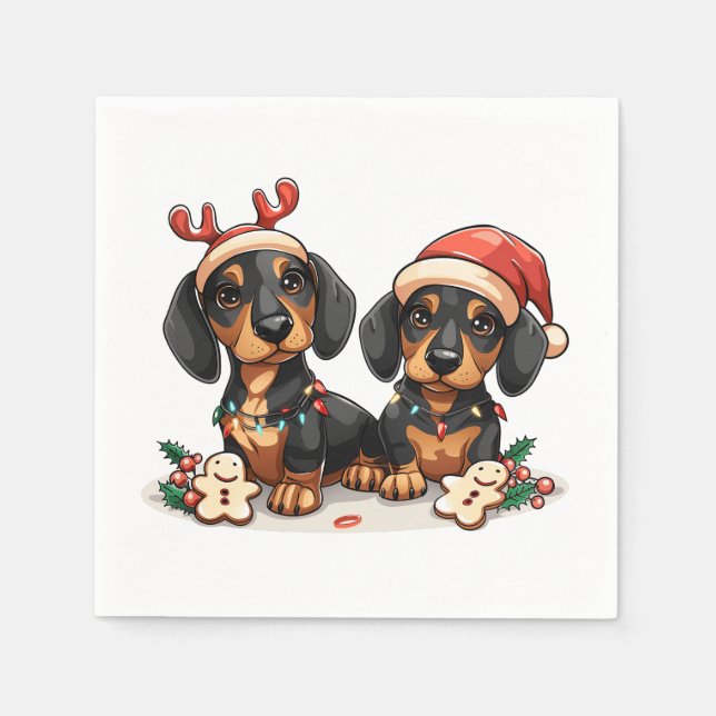 Serviette En Papier Chiens de Noël Dachshund (Devant)